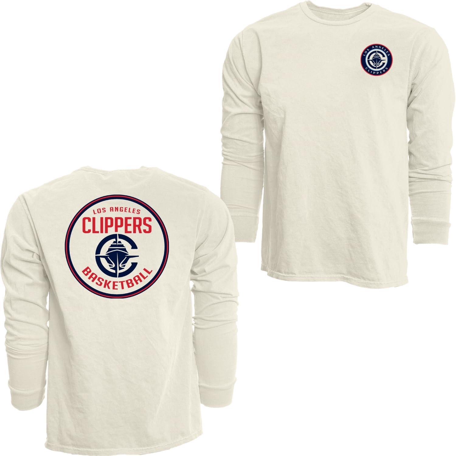 imageBlue 84 NBA UnisexAdult NBA Officially Licensed Long Sleeve TShirt Ringspun FrontBack IvoryIvory