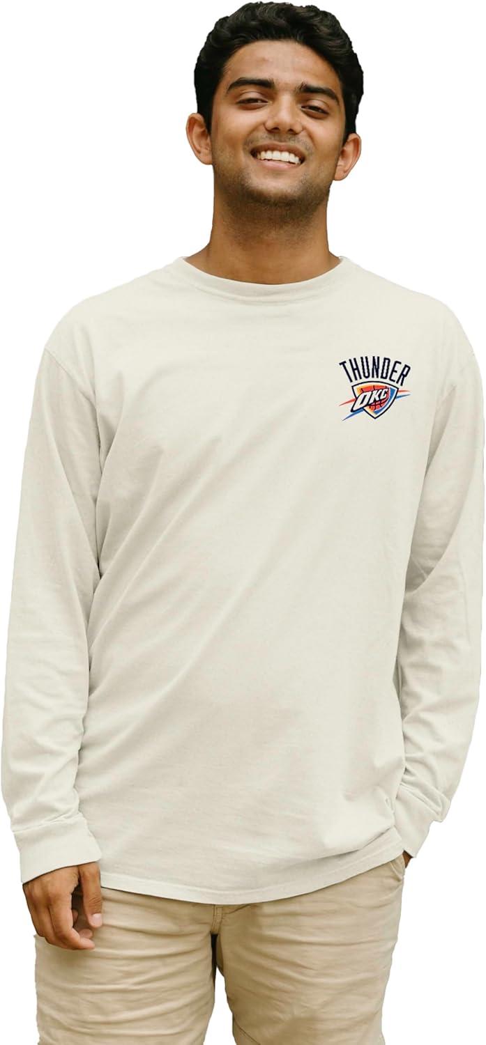 imageBlue 84 NBA UnisexAdult NBA Officially Licensed Long Sleeve TShirt Ringspun FrontBack IvoryIvory