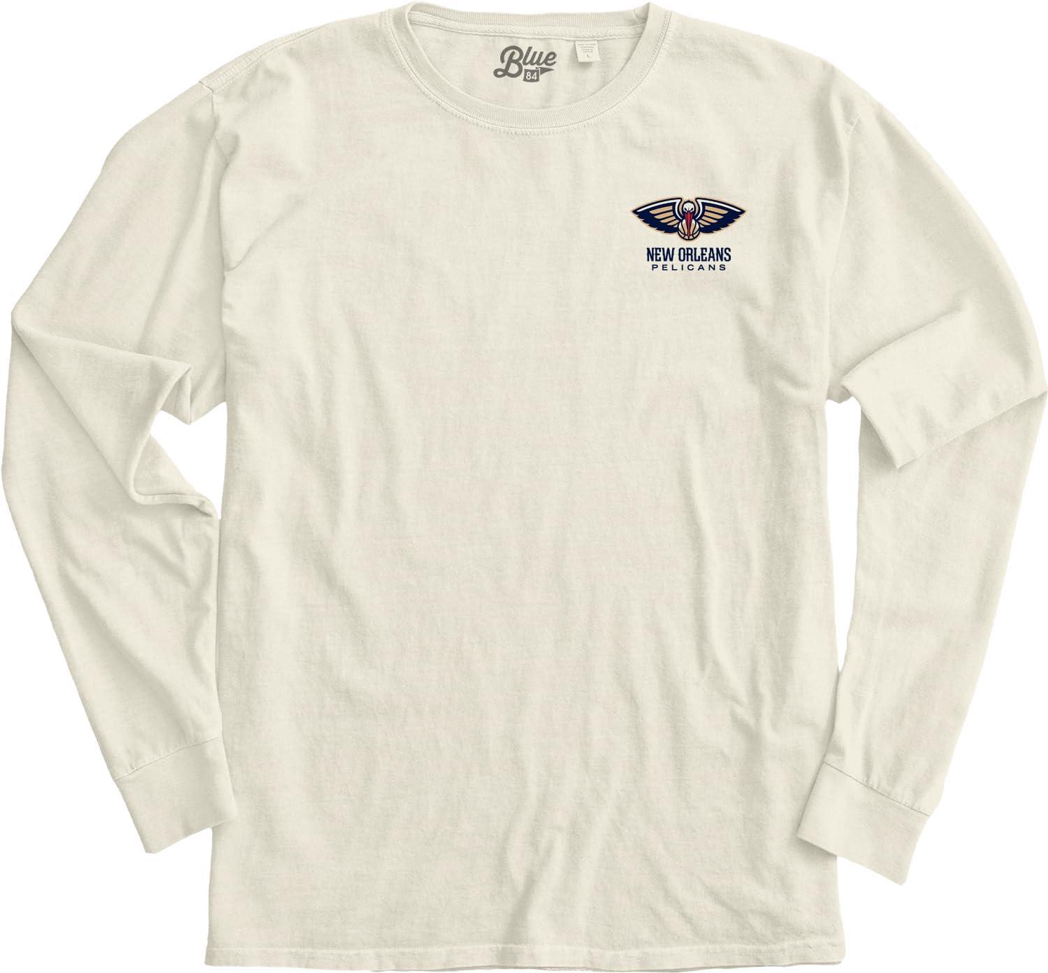 imageBlue 84 NBA UnisexAdult NBA Officially Licensed Long Sleeve TShirt Ringspun FrontBack IvoryIvory