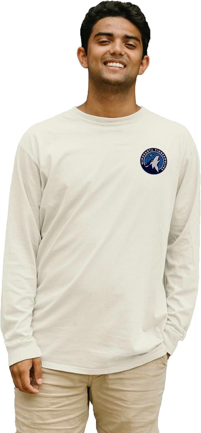 imageBlue 84 NBA UnisexAdult NBA Officially Licensed Long Sleeve TShirt Ringspun FrontBack IvoryIvory