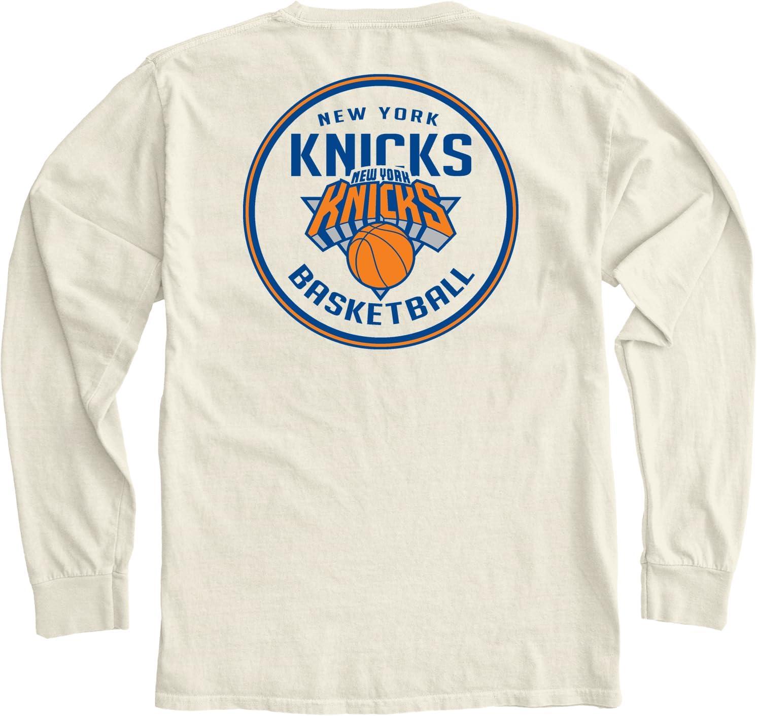 imageBlue 84 NBA UnisexAdult NBA Officially Licensed Long Sleeve TShirt Ringspun FrontBack IvoryIvory