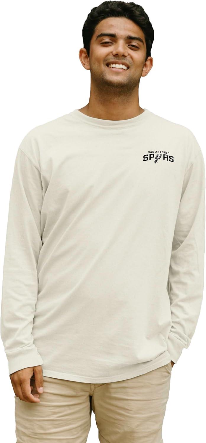 imageBlue 84 NBA UnisexAdult NBA Officially Licensed Long Sleeve TShirt Ringspun FrontBack IvoryIvory