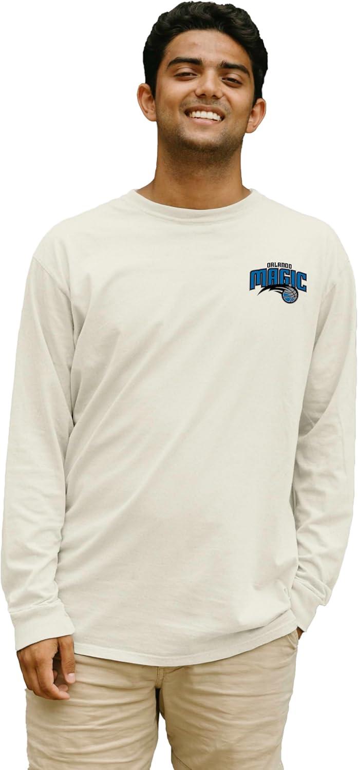 imageBlue 84 NBA UnisexAdult NBA Officially Licensed Long Sleeve TShirt Ringspun FrontBack IvoryIvory