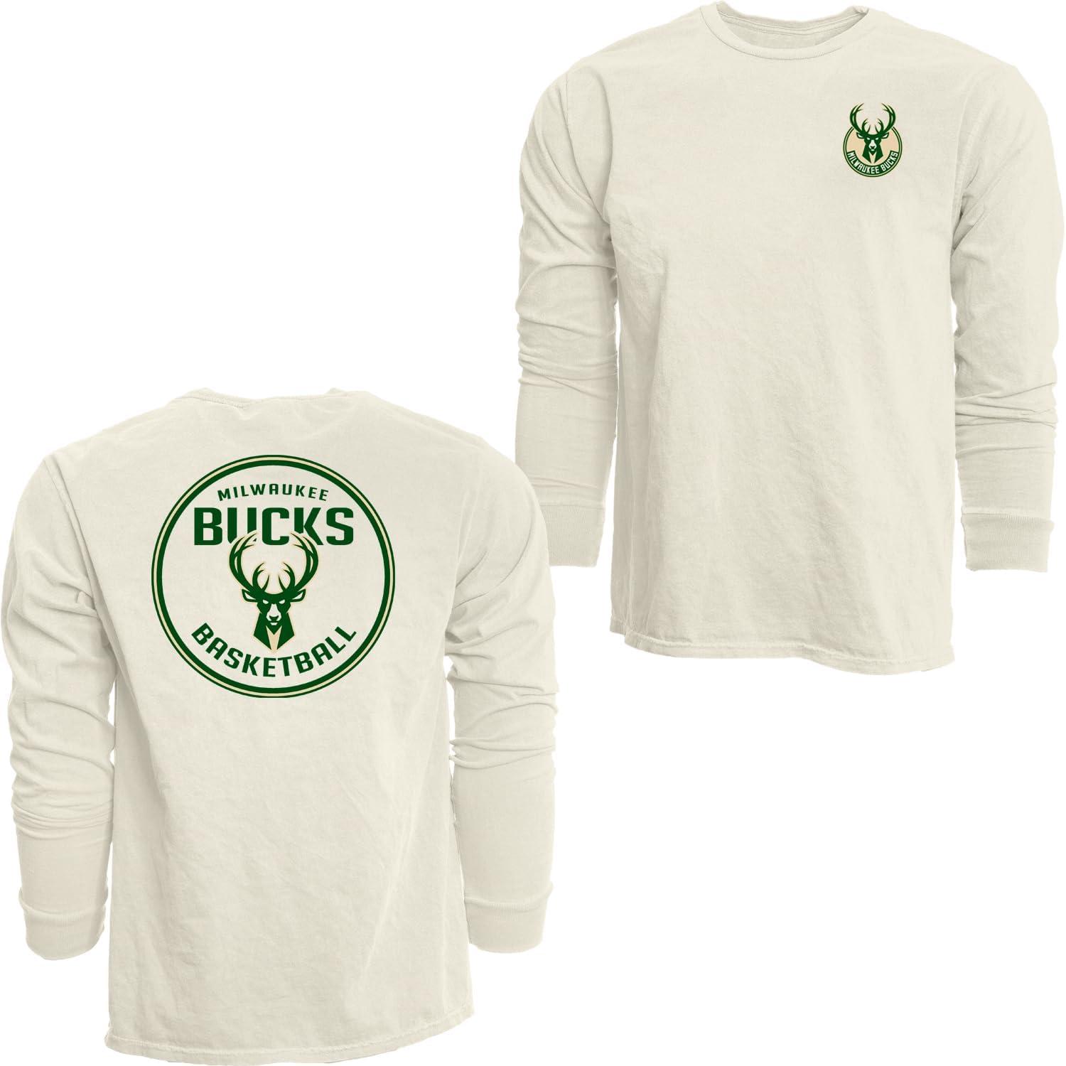 imageBlue 84 NBA UnisexAdult NBA Officially Licensed Long Sleeve TShirt Ringspun FrontBack IvoryIvory