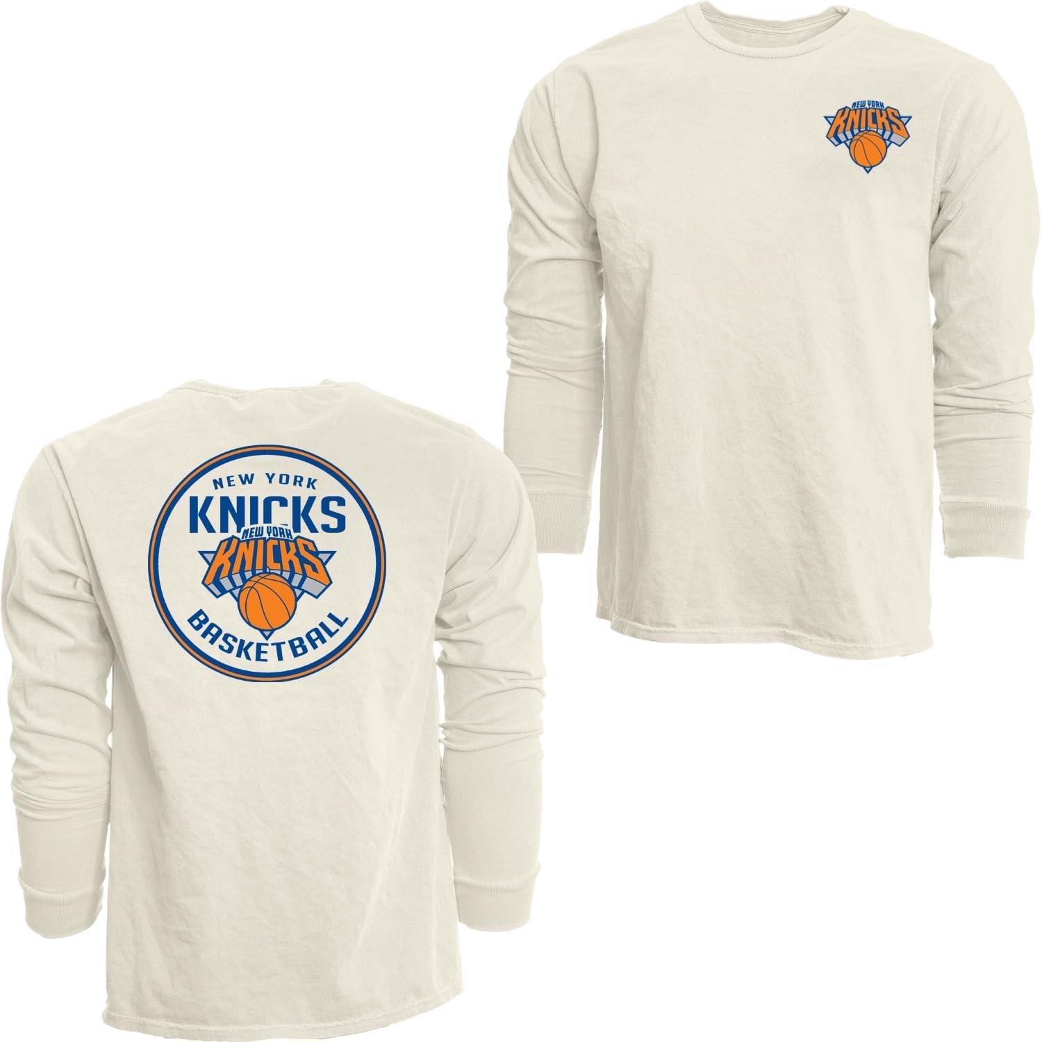 imageBlue 84 NBA UnisexAdult NBA Officially Licensed Long Sleeve TShirt Ringspun FrontBack IvoryIvory