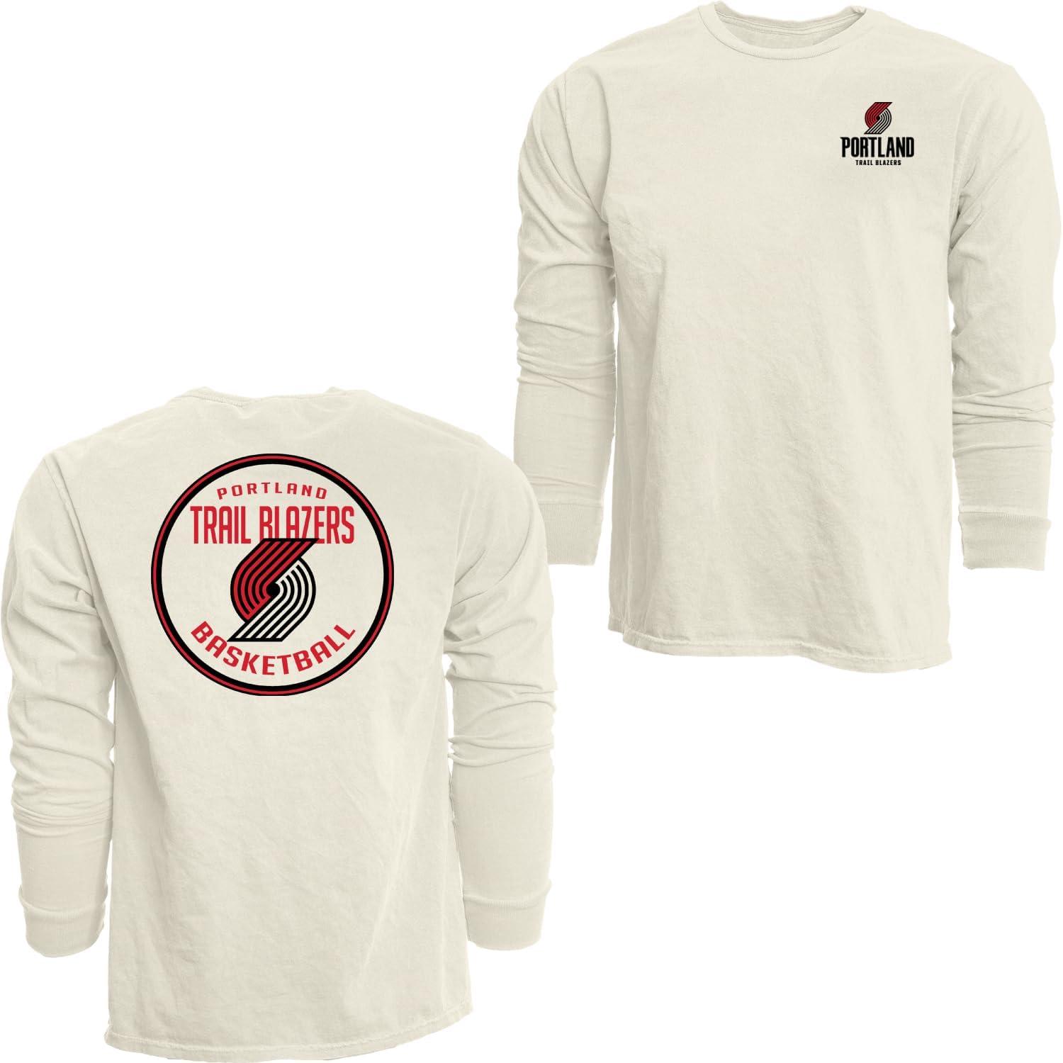 imageBlue 84 NBA UnisexAdult NBA Officially Licensed Long Sleeve TShirt Ringspun FrontBack IvoryIvory