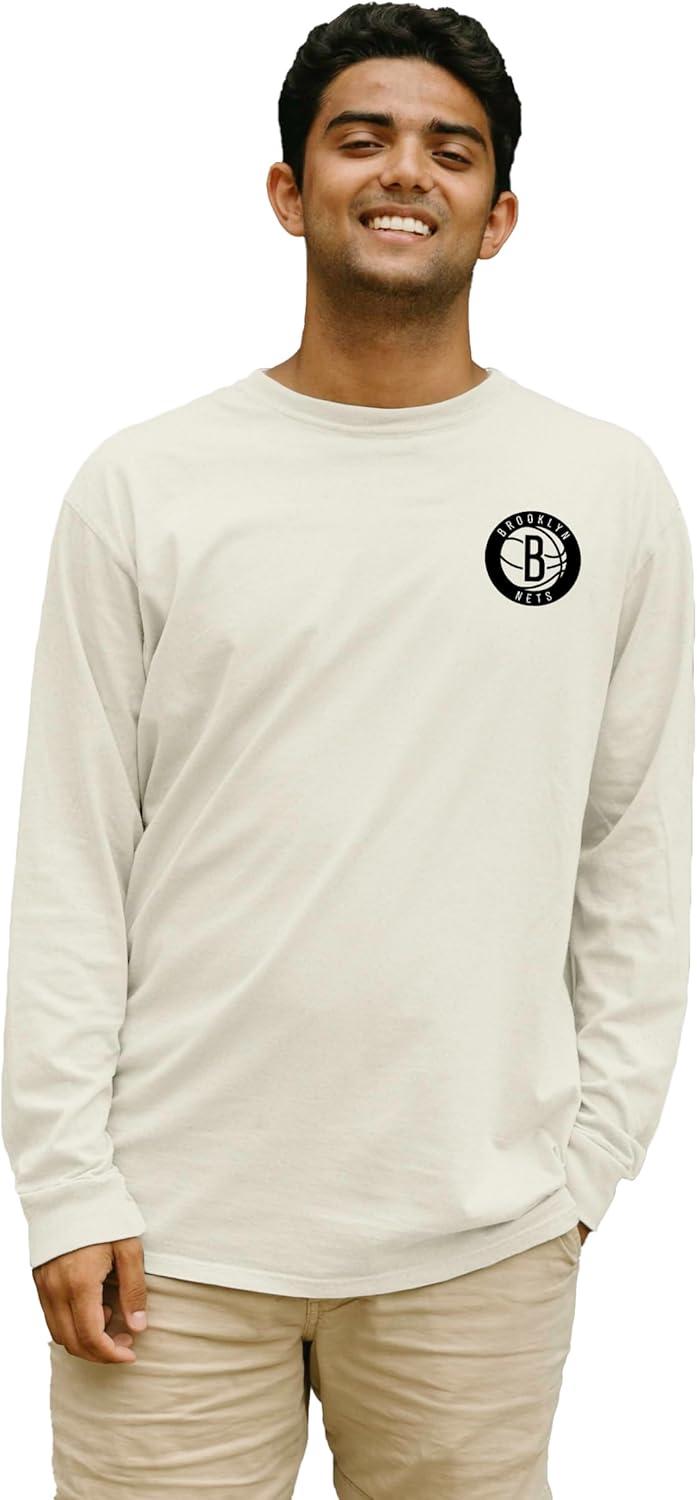 imageBlue 84 NBA UnisexAdult NBA Officially Licensed Long Sleeve TShirt Ringspun FrontBack IvoryIvory