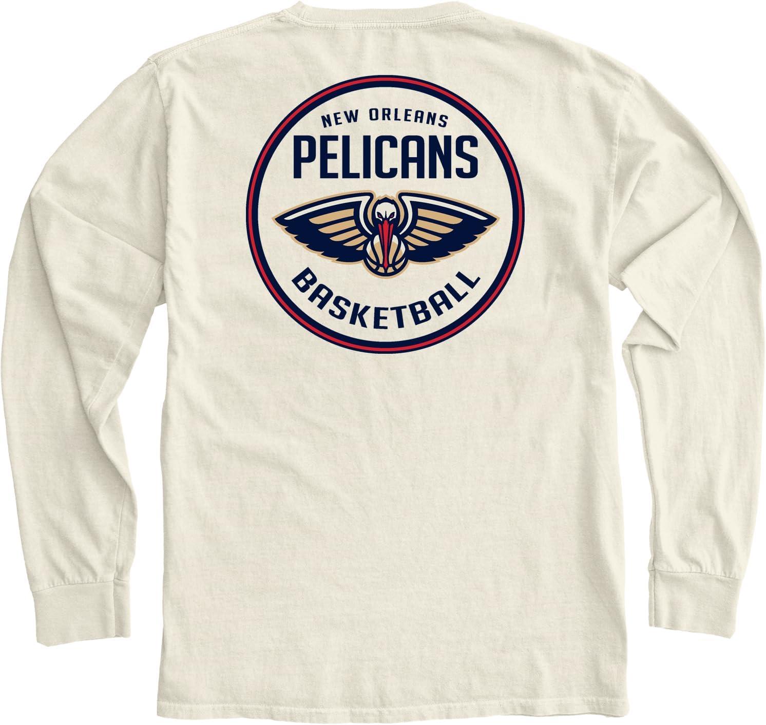 imageBlue 84 NBA UnisexAdult NBA Officially Licensed Long Sleeve TShirt Ringspun FrontBack IvoryIvory
