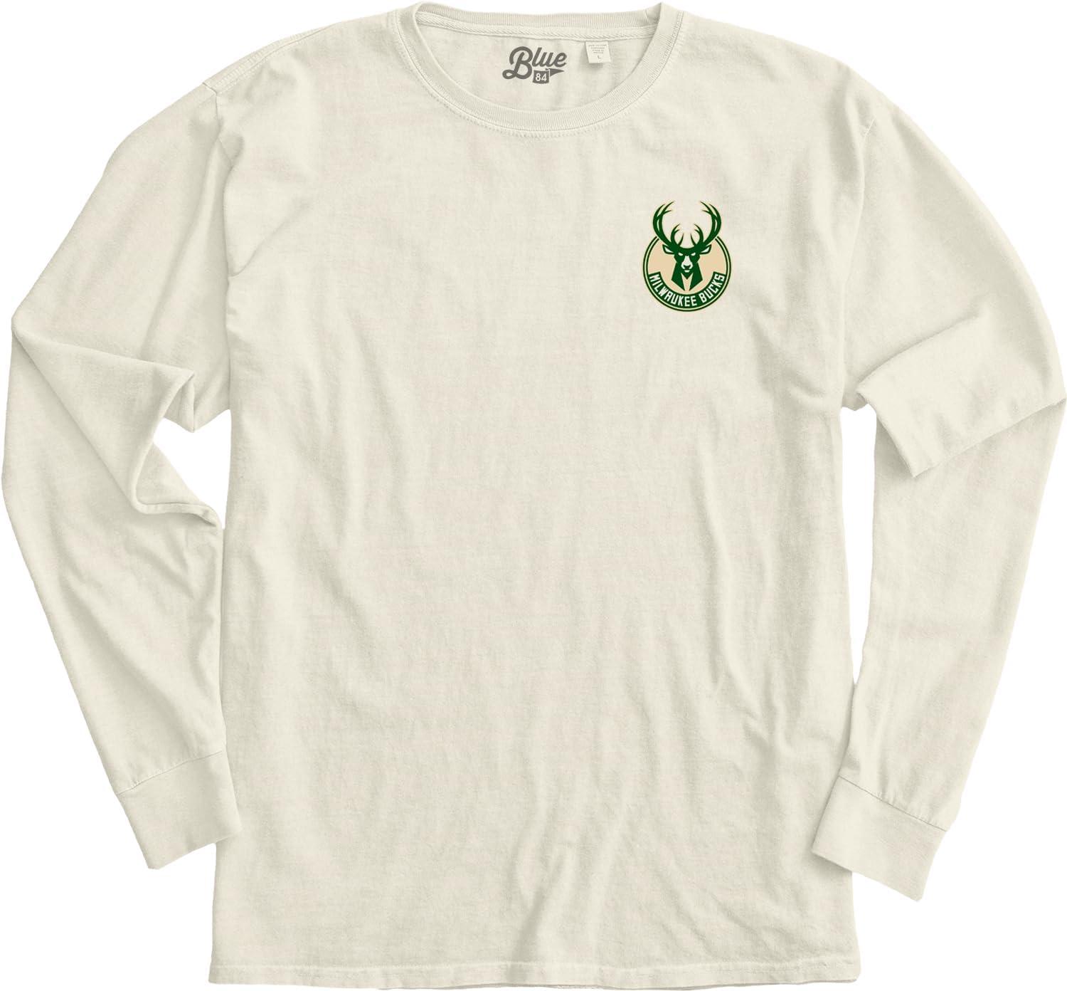 imageBlue 84 NBA UnisexAdult NBA Officially Licensed Long Sleeve TShirt Ringspun FrontBack IvoryIvory