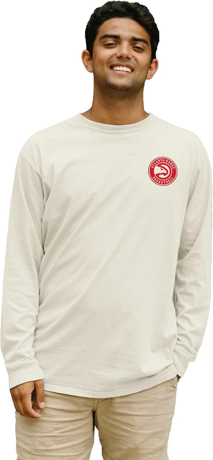 imageBlue 84 NBA UnisexAdult NBA Officially Licensed Long Sleeve TShirt Ringspun FrontBack IvoryIvory