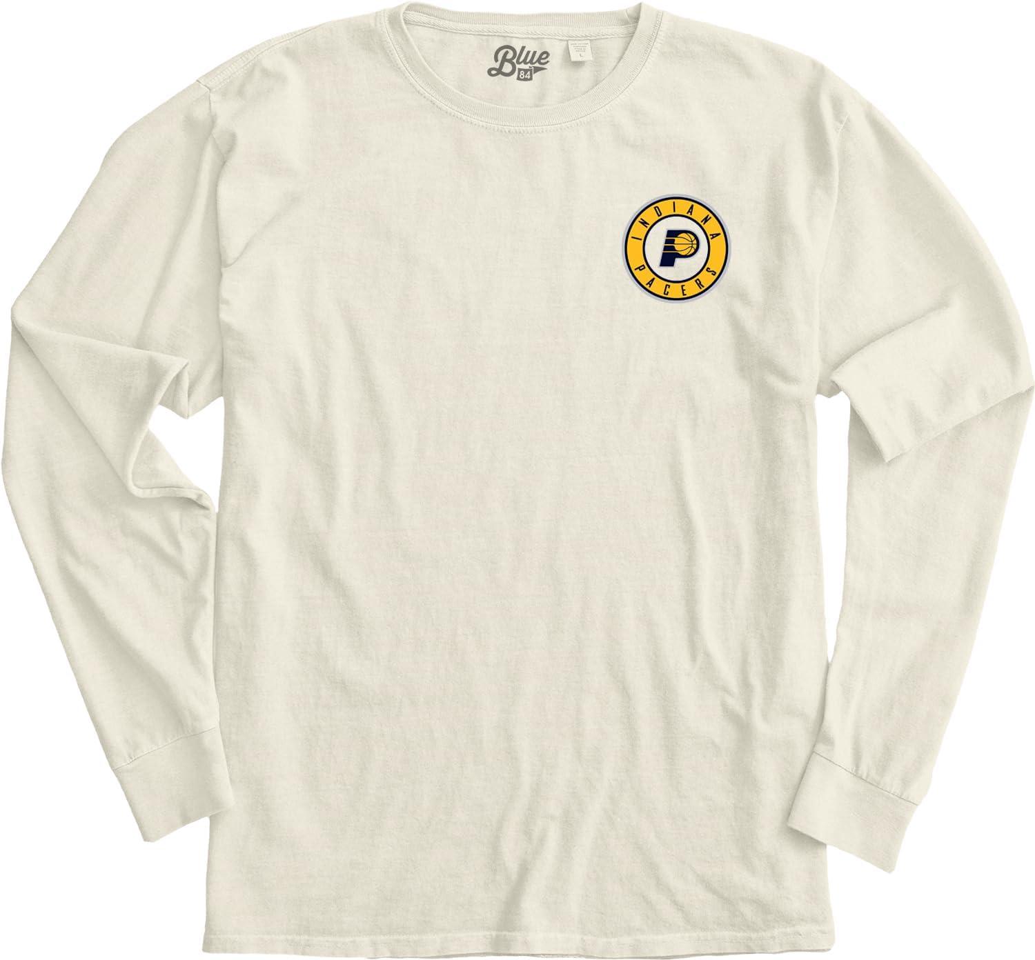 imageBlue 84 NBA UnisexAdult NBA Officially Licensed Long Sleeve TShirt Ringspun FrontBack IvoryIvory