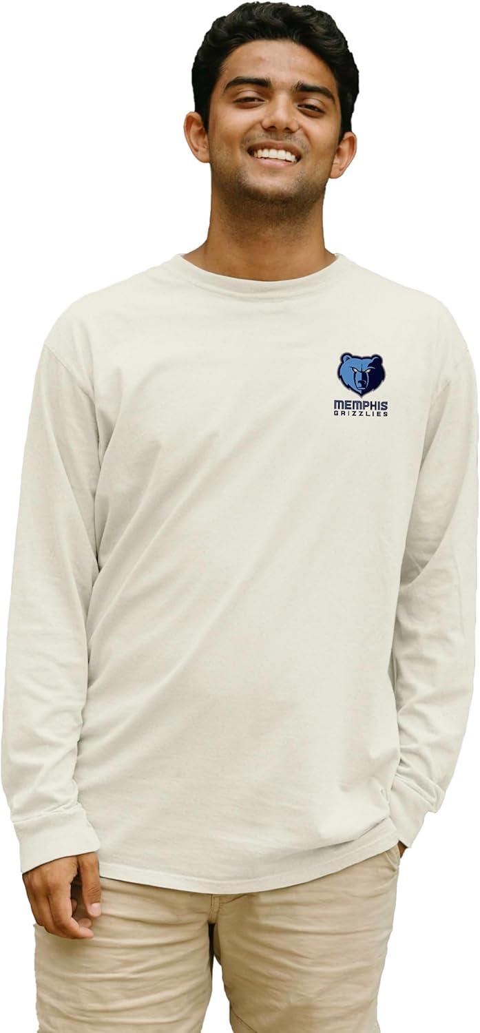 imageBlue 84 NBA UnisexAdult NBA Officially Licensed Long Sleeve TShirt Ringspun FrontBack IvoryIvory