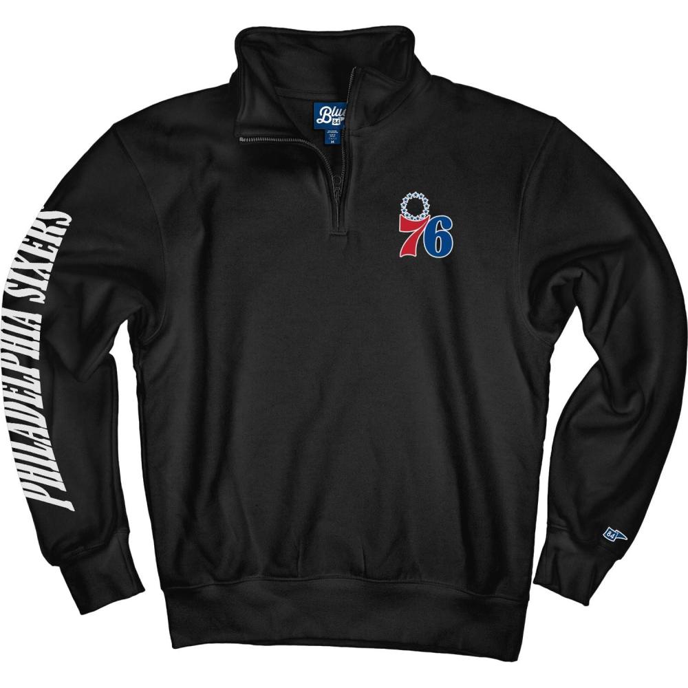 imageBlue 84 NBA Officially Licensed Quarter Zip Sweatshirt Sleeve BlackBlack