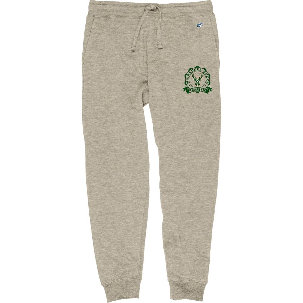 imageBlue 84 NBA Officially Licensed Sweatpants Jogger OatmealMilwaukee Bucks