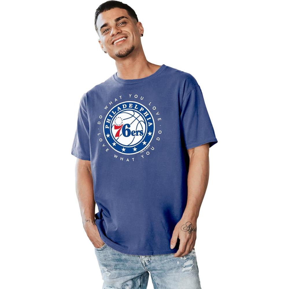 imageBlue 84 NBA UnisexAdult NBA Officially Licensed Life is Good TShirt Ringspun Team ColorTeam Color