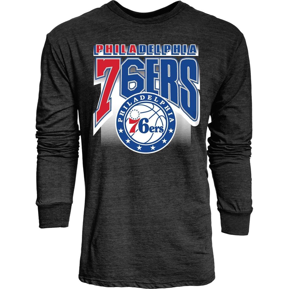 imageBlue 84 NBA UnisexAdult NBA Officially Licensed TriBlend Long Sleeve TShirt Starters BlackTeam Color
