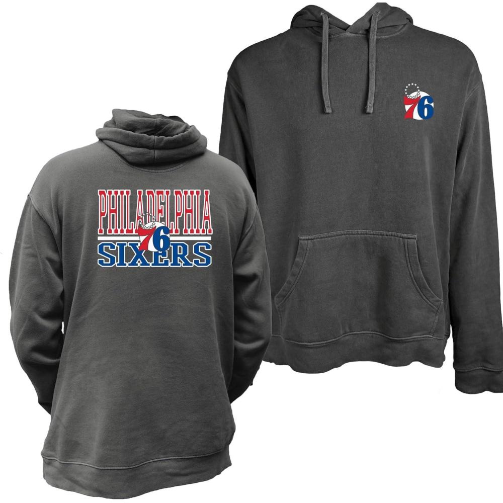 imageBlue 84 NBA unisexadult Nba Officially Licensed Hooded Sweatshirt Vintage Ringspun FrontBack BlackBlack