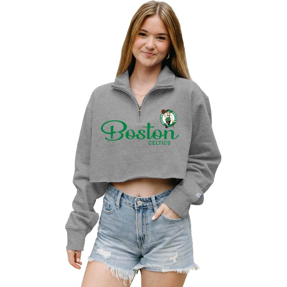 imageBlue 84 NBA womens Nba Officially Licensed Womens Cropped Quarter Zip Sweatshirt GraphiteGraphite
