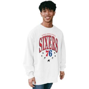 Blue 84 NBA Officially Licensed Crewneck Sweatshirt Ringspun White Stars(White)