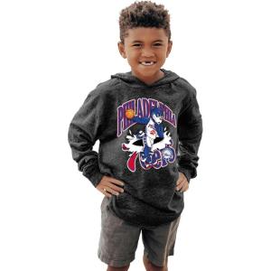 Blue 84 NBA Unisex Kids NBA Officially Licensed Youth Tri-Blend Hooded Long Sleeve T-Shirt Slam Mascot Black(Black)