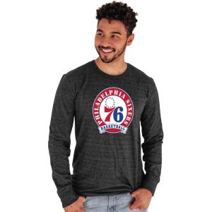 Blue 84 NBA Unisex-Adult NBA Officially Licensed Tri-Blend Long Sleeve T-Shirt Black(Black)