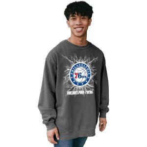 Blue 84 NBA unisex-adult Nba Officially Licensed Crewneck Sweatshirt Ringspun Electric Black(Black)