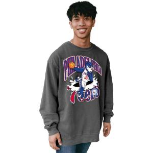 Blue 84 NBA unisex-adult Nba Officially Licensed Crewneck Sweatshirt Ringspun Slam Mascot Black(Black)
