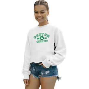 Blue 84 NBA womens Nba Officially Licensed Women’s Cropped Crewneck Sweatshirt Classic White(White)
