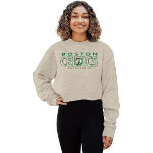 Blue 84 NBA womens Nba Officially Licensed Women’s Cropped Crewneck Sweatshirt Oatmeal(Oatmeal)