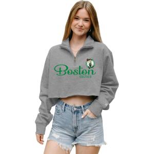 Blue 84 NBA womens Nba Officially Licensed Women’s Cropped Quarter Zip Sweatshirt Graphite(Graphite)