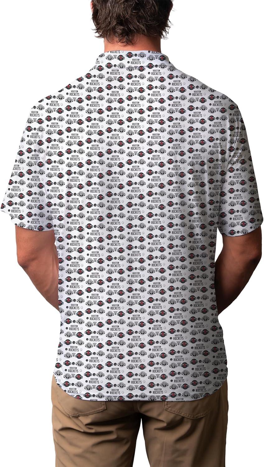 imageBlue 84 NBA Mens NBA Officially Licensed Short Sleeve Performance Polo All Over Print WhiteWhite