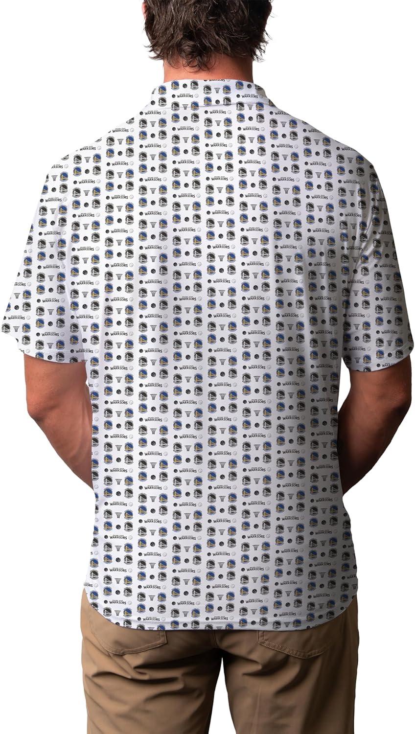 imageBlue 84 NBA Mens NBA Officially Licensed Short Sleeve Performance Polo All Over Print WhiteWhite