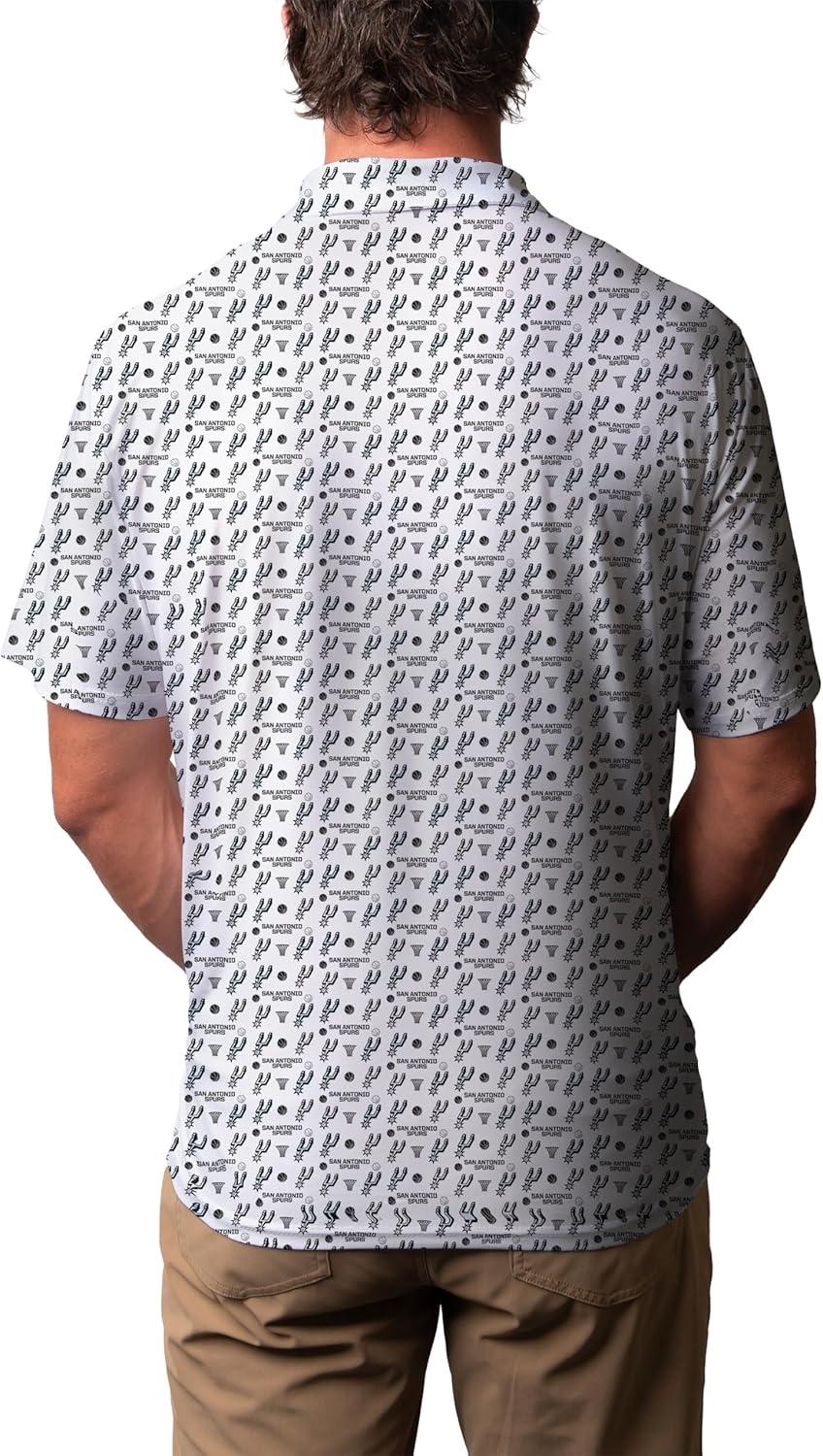 imageBlue 84 NBA Mens NBA Officially Licensed Short Sleeve Performance Polo All Over Print WhiteWhite