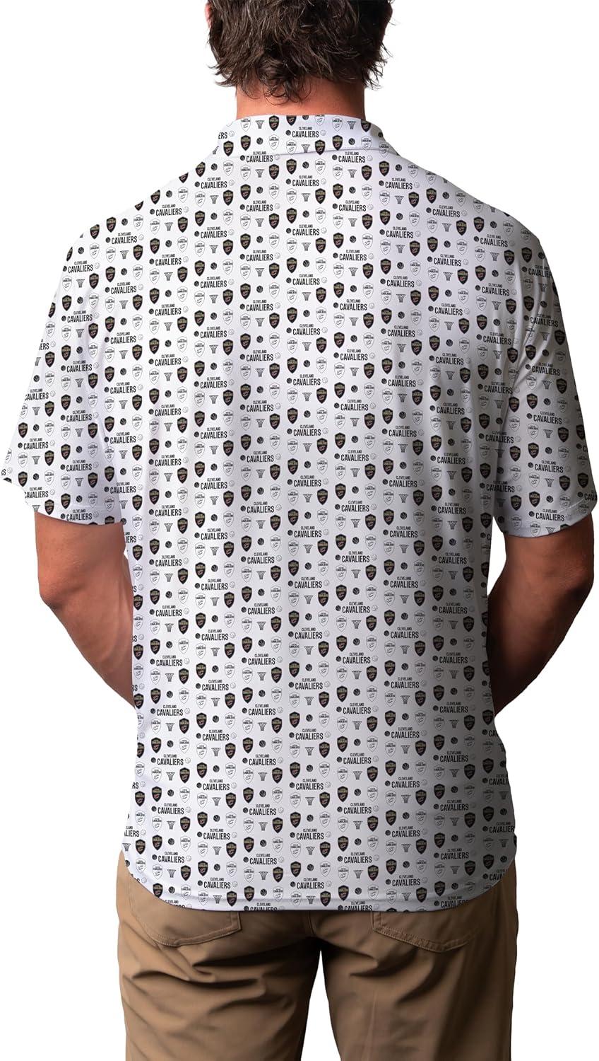 imageBlue 84 NBA Mens NBA Officially Licensed Short Sleeve Performance Polo All Over Print WhiteWhite