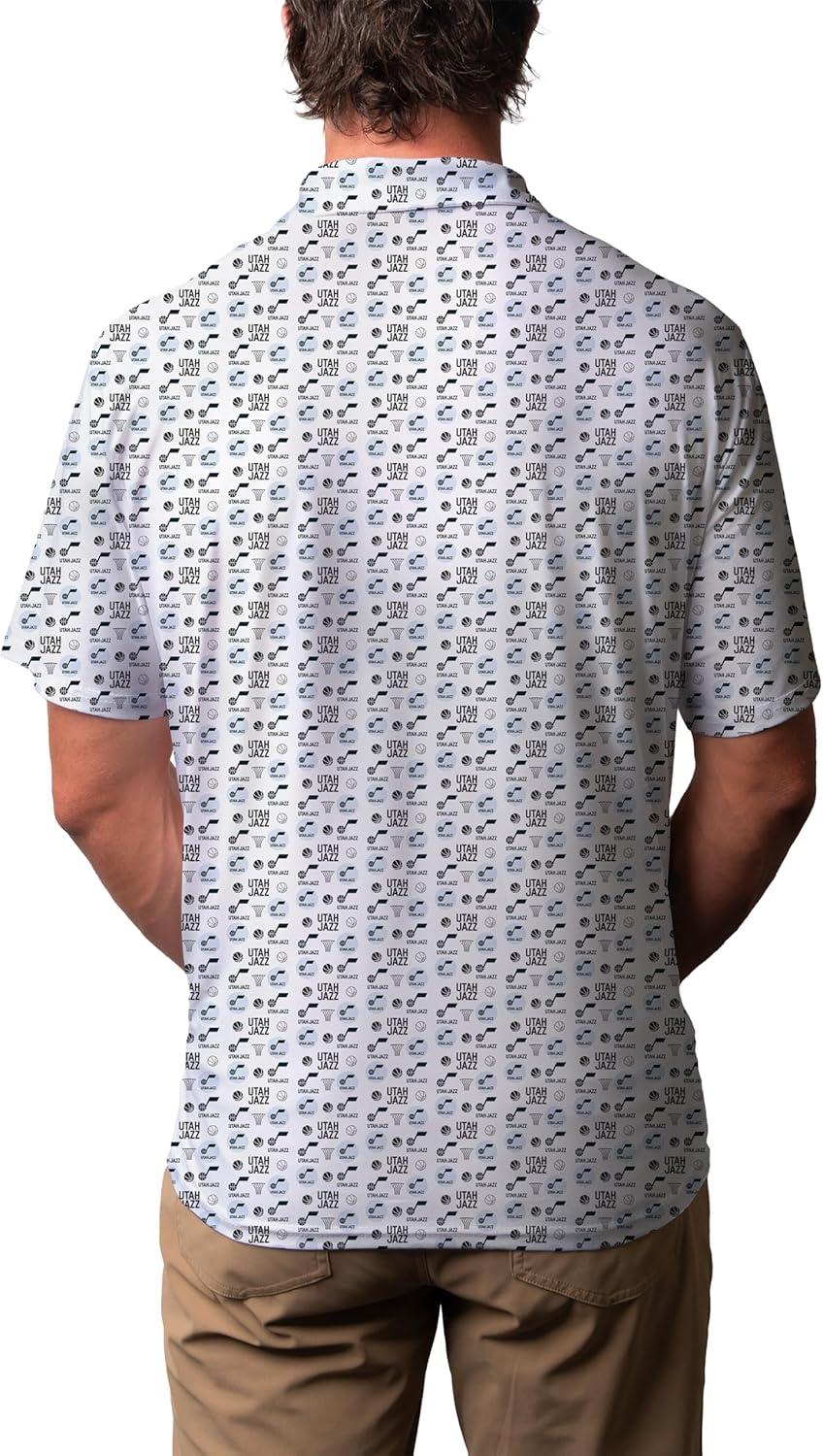 imageBlue 84 NBA Mens NBA Officially Licensed Short Sleeve Performance Polo All Over Print WhiteWhite