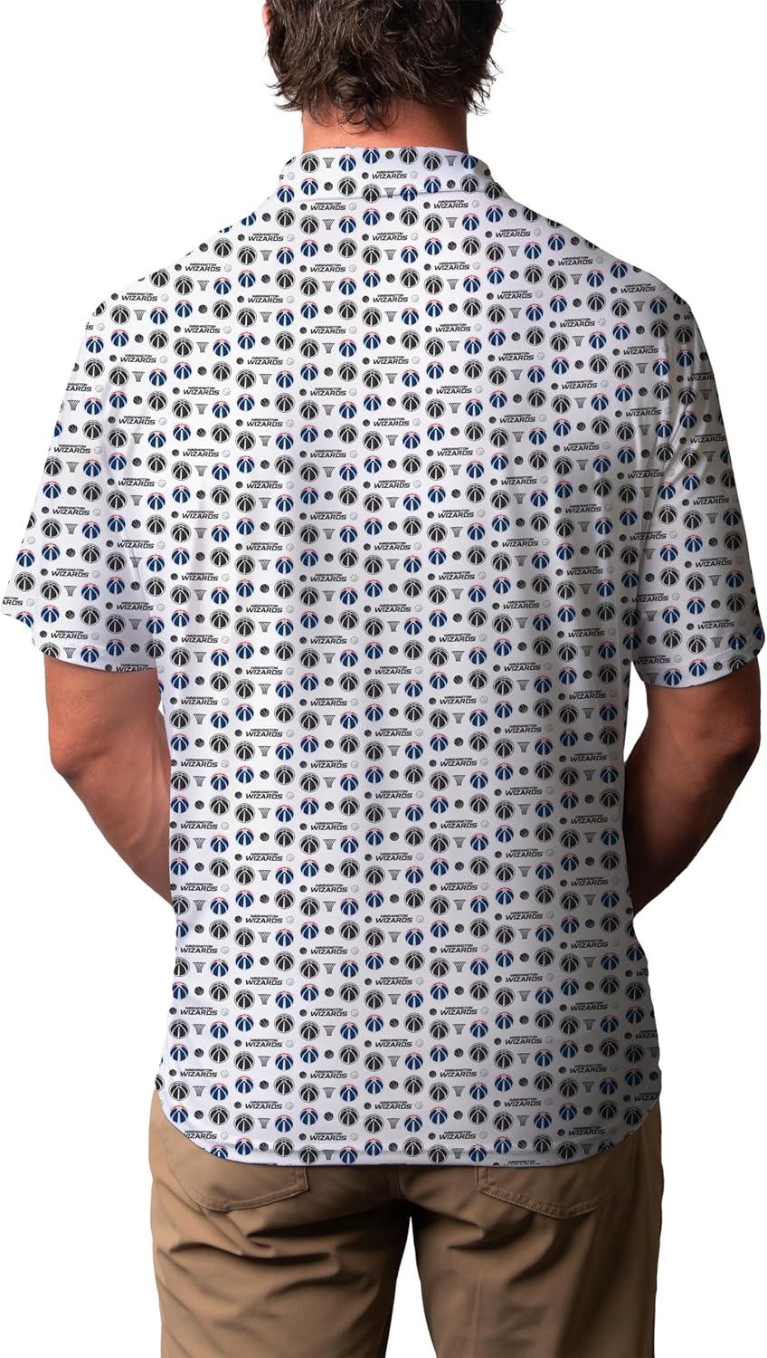 imageBlue 84 NBA Mens NBA Officially Licensed Short Sleeve Performance Polo All Over Print WhiteWhite