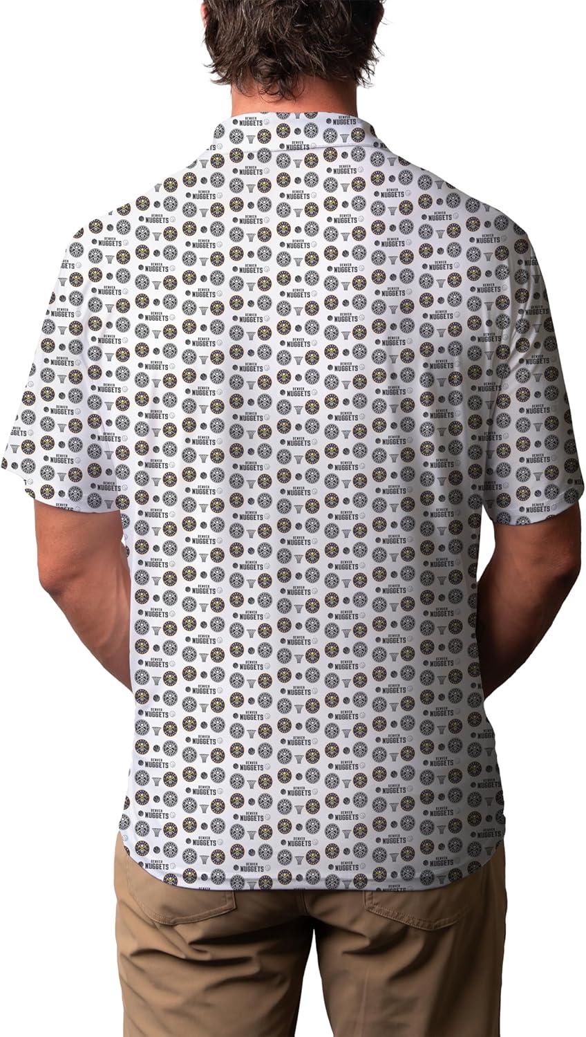 imageBlue 84 NBA Mens NBA Officially Licensed Short Sleeve Performance Polo All Over Print WhiteWhite