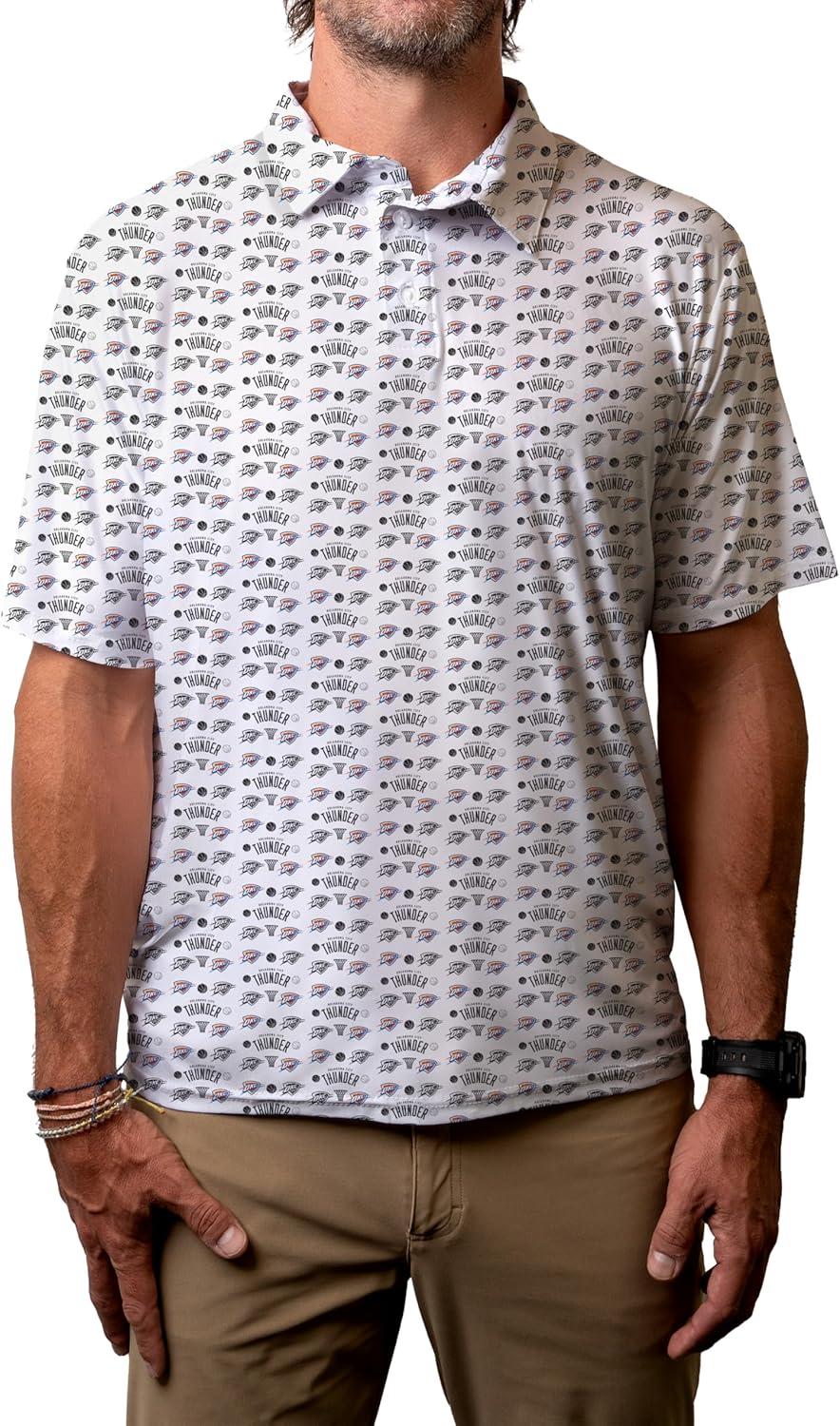 imageBlue 84 NBA Mens NBA Officially Licensed Short Sleeve Performance Polo All Over Print WhiteWhite