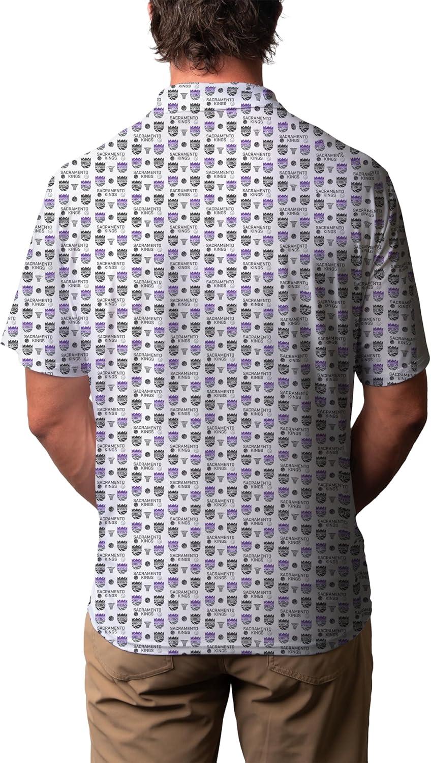 imageBlue 84 NBA Mens NBA Officially Licensed Short Sleeve Performance Polo All Over Print WhiteWhite