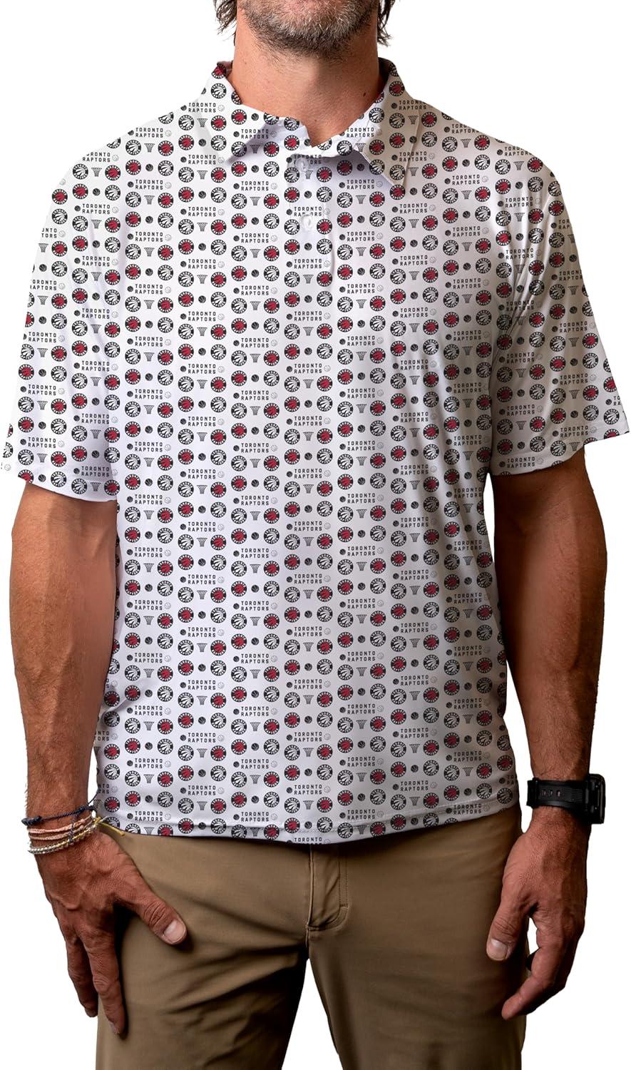 imageBlue 84 NBA Mens NBA Officially Licensed Short Sleeve Performance Polo All Over Print WhiteWhite