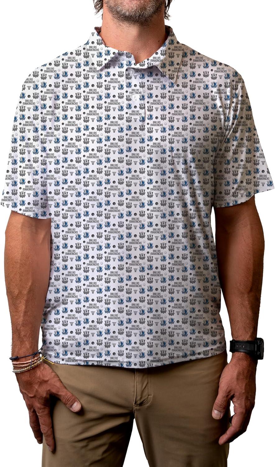 imageBlue 84 NBA Mens NBA Officially Licensed Short Sleeve Performance Polo All Over Print WhiteWhite