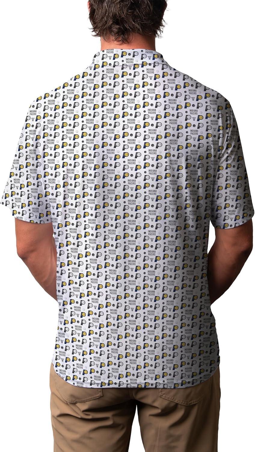 imageBlue 84 NBA Mens NBA Officially Licensed Short Sleeve Performance Polo All Over Print WhiteWhite