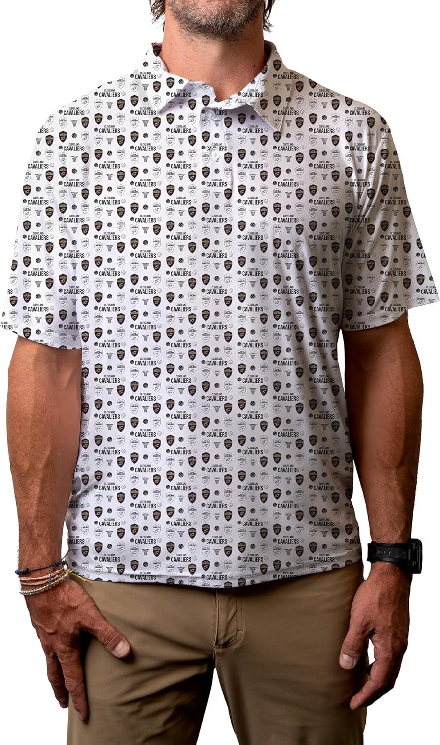 imageBlue 84 NBA Mens NBA Officially Licensed Short Sleeve Performance Polo All Over Print WhiteWhite