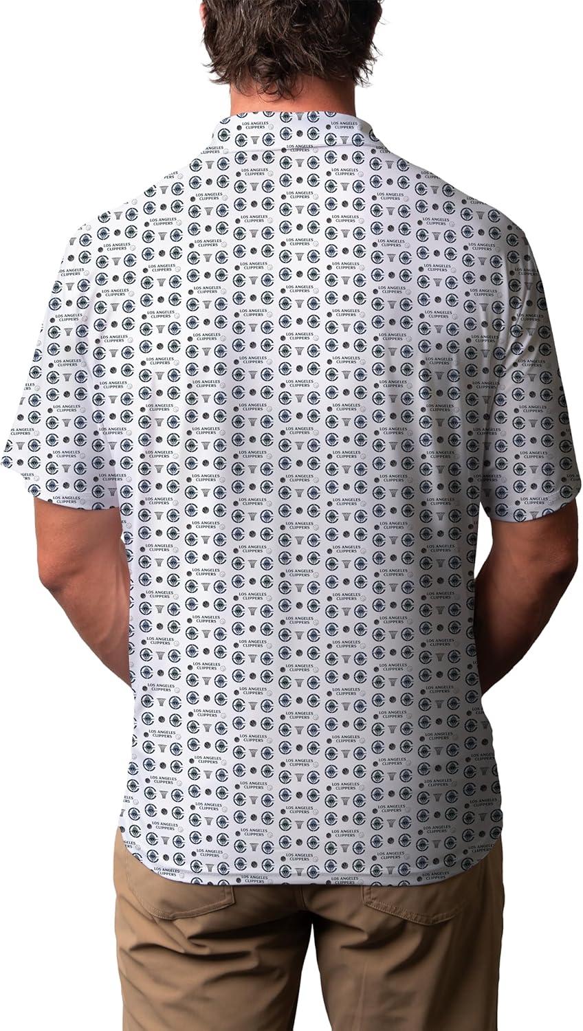 imageBlue 84 NBA Mens NBA Officially Licensed Short Sleeve Performance Polo All Over Print WhiteWhite