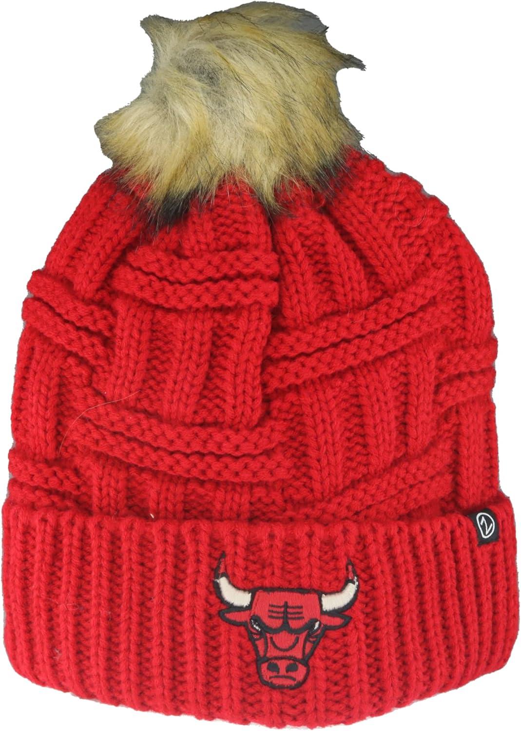imageZHATS NBA Womens NBA Officially Licensed Womens Beanie Faux Fur PomTeam Color