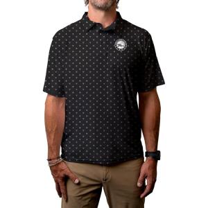 Blue 84 NBA Mens NBA Officially Licensed Short Sleeve Performance Polo Strengthened All Over Print(Black)