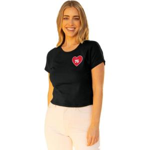 Blue 84 Women’s NBA Officially Licensed Baby Rib T-Shirt Heart(Black)