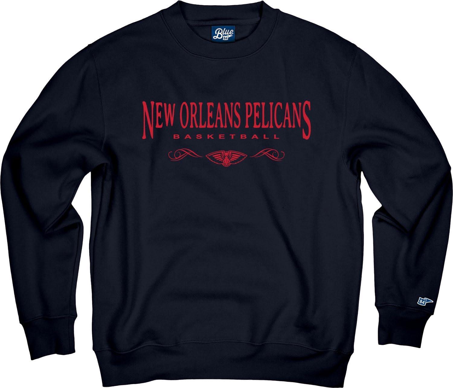 imageBlue 84 NBA Officially Licensed Crewneck Sweatshirt Embroidery BasketballTeam Color