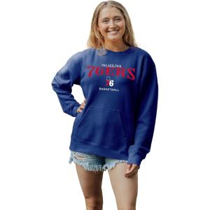 Blue 84 Women’s NBA Officially Licensed Pocket Crewneck Sweatshirt Embroidery(Alternate Color)