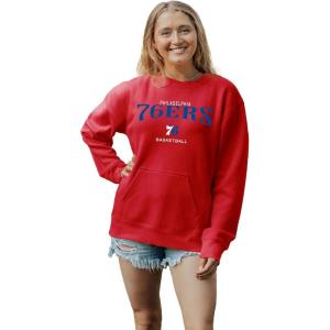 Blue 84 Women’s NBA Officially Licensed Pocket Crewneck Sweatshirt Embroidery(Team Color)